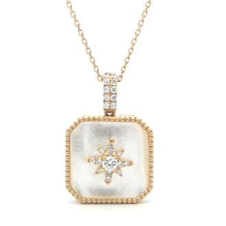 14k Yellow Gold Mother-of-Pearl Pendant, .19ctw Diamonds