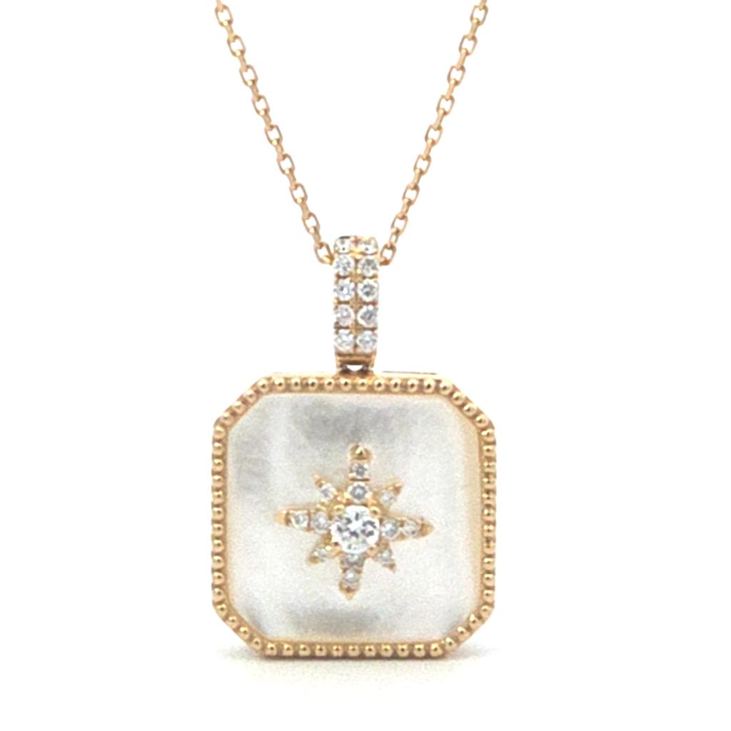 14k Yellow Gold Mother-of-Pearl Pendant, .19ctw Diamonds