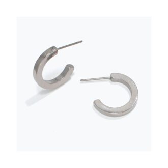 Silver Rhodium Square Flat Hoop Earrings for Elegant Style