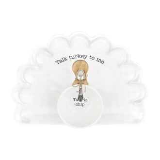 3 Piece Ceramic Turkey Chip and Dip Serving Bowl Set