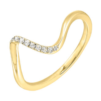 Wave Fashion Stack Ring with .05ctw Round Diamonds in 10k Yellow Gold