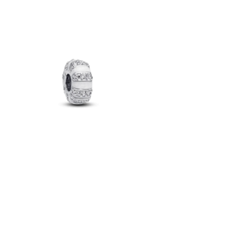 White Enamel & Clear CZ Clip Charm