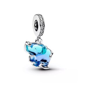 Pandora Blue Purple Elephant Murano Glass Dangle Charm