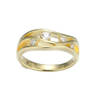 Yellow Gold Plated Between Cubic Zirconia Ring, Size 7
