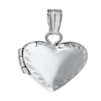 Children's Etched Heart Locket in Sterling Silver 13" Chain