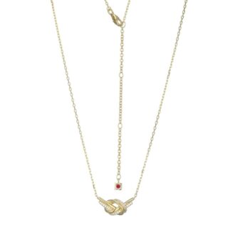 Yellow Gold Plated CZ Unity Knot Necklace, 18"