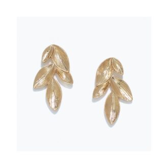Elegant Gold Etched Leaf Drop Earrings