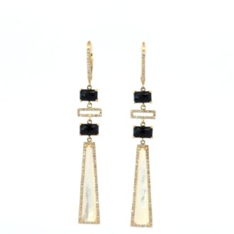 14K Yellow Gold Black Onyx & MOP .44ctw Diamond Earrings