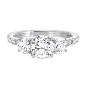 Side Stone Engagement Ring with .87ct Lab Grown Diamonds in 14k White Gold