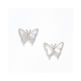 Silver Butterfly Stud Earrings with Mother of Pearl Inlay