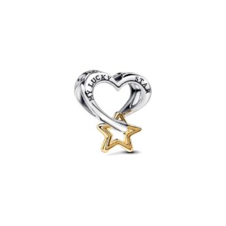 Pandora Silver and Two-Tone Heart & Star Charm