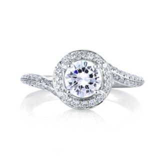 Pre-Owned A. Jaffe 18K White Gold Spiral Halo Ring .91ctw