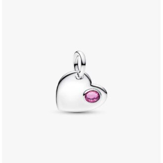 Pandora Engravable Heart Pink Crystal Dangle Charm