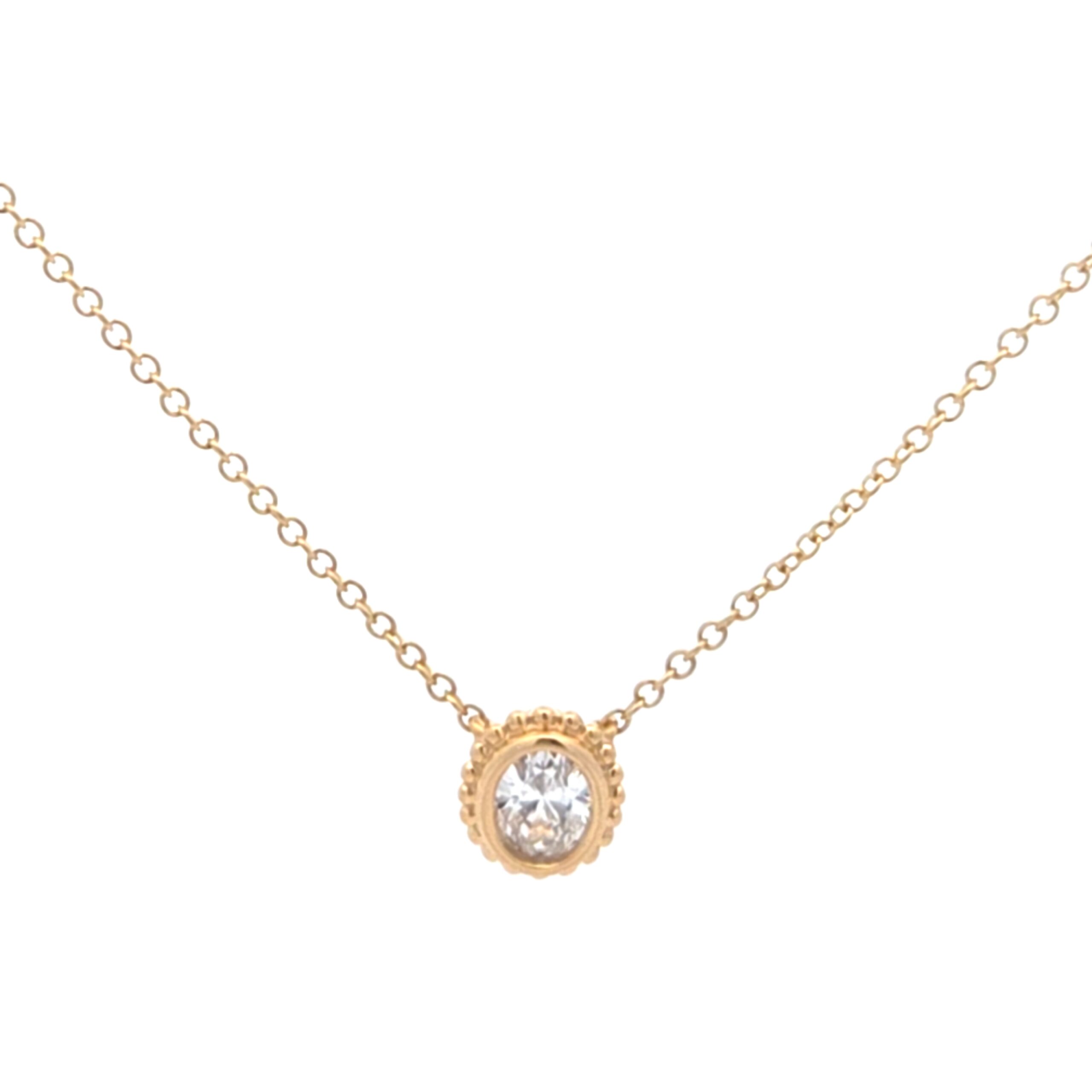 Beaded Drop Pendant with .38ctw Round Lab Grown Diamonds in 14k Yellow Gold