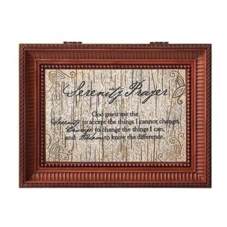 Brown Serenity Prayer Music Box – How Great Thou Art