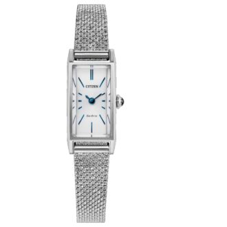 Citizen Women's Rectangular Dress Watch, White/Blue Dial