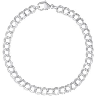 Double Oval Link Charm Bracelet, 7 Inch Sterling Silver
