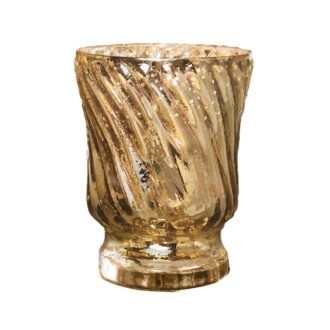 Elegant Gold Swirl Mercury Glass Votive Holder with Tea Light