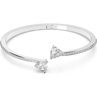Swarovski Mesmera Heart Bangle Bracelet, Small, Rhodium Plated
