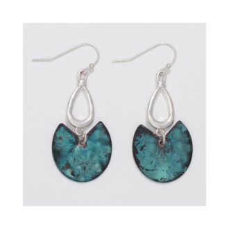Hammered Silver Patina Drop Earrings