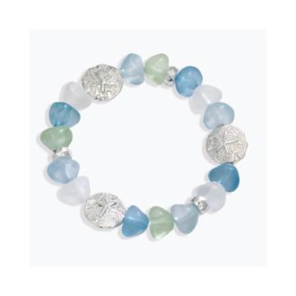 Sea Glass & Silver Sand Dollar Earrings