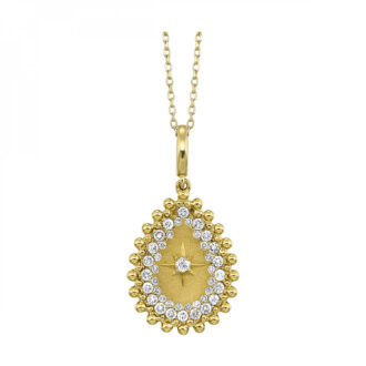 Satin Teardrop Necklace with 1/2ctw Round Diamonds in 14k Yellow Gold