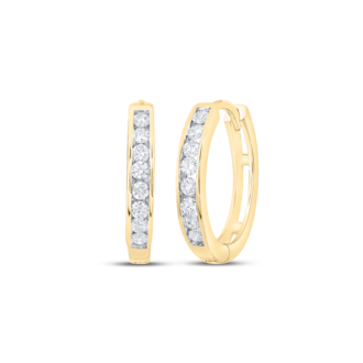 Huggie Hoop Earrings with 1/4ctw Round Diamonds in 10k Yellow Gold