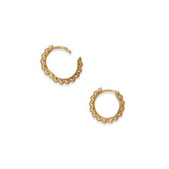 Beaded Click Lock Hoop Earrings in SS and 14K Gold-Plated