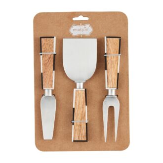 3 Piece Checkered Stainless Steel Cheese Utensil Set