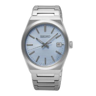Seiko Men's Light Blue Striped Dial Dress Watch