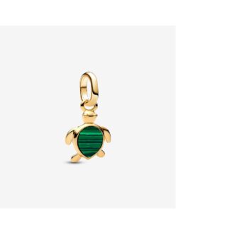 14K Gold Plated Mini Malachite Turtle Dangle Charm