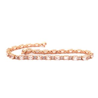 14K Rose Gold Tennis Bracelet with Morganite and White Sapphire