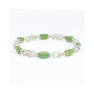 Green & Clear Crystal Bead Bracelet