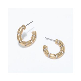 Yellow Crystal Huggie Hoop Earrings