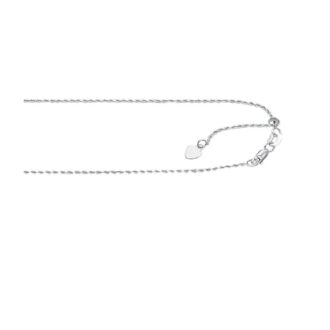 Rope Chain 0.95mm in 10k White Gold, 22" Adjustable