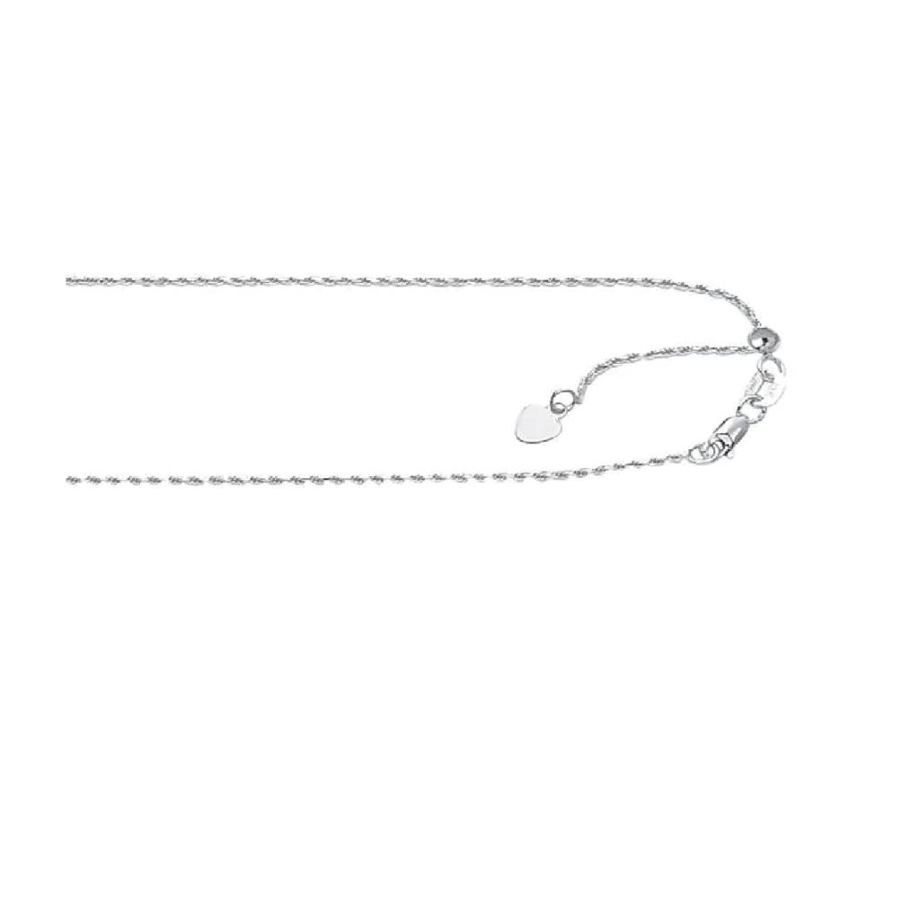 Rope Chain 0.95mm in 10k White Gold, 22" Adjustable