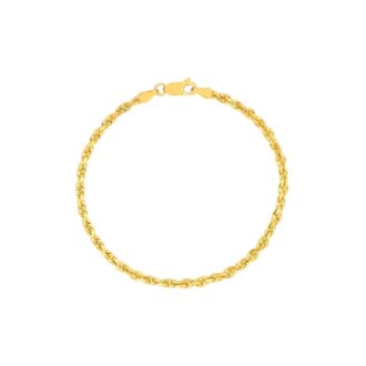 14K Yellow Gold 3mm Diamond-Cut Rope Bracelet, 7.5"