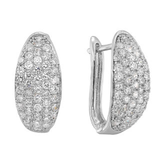Sparkling CZ Pave Tapered Huggie Hoop Earrings in Sterling Silver