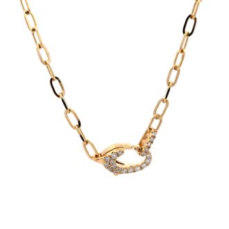 14K Gold Paperclip Necklace with 0.26CTW Diamonds, 18" Length