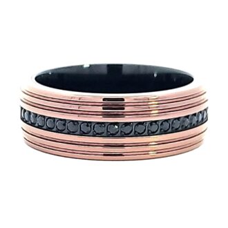 Men's 8mm Brown Tungsten Wedding Band with Black Sapphire