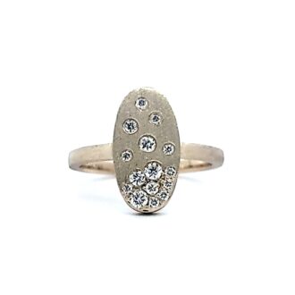 Flush Set Oval Fashion Ring with .25ctw Round Diamonds in 14k Yellow Gold