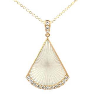 Carved Mother-of-Pearl & .25ctw Diamond Necklace 18k Gold