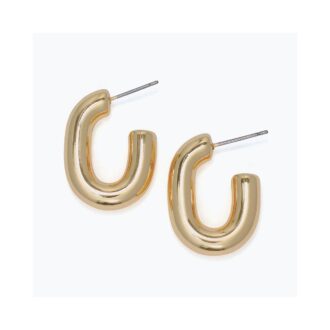 Yellow Puffy Oval J Hoop Earrings for a Stylish Look