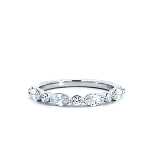 Mixed Cut Diamond Wedding Band with .50ctw in 14k White Gold