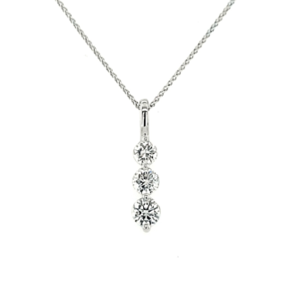Three Stone Drop Necklace with .50ctw Lab Grown Diamonds in 14k White Gold