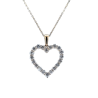 Open Heart Necklace with 1.00ctw Round Lab Grown Diamonds in 14k Yellow Gold