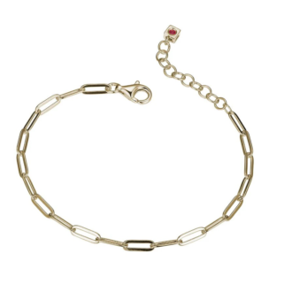 Stylish 7.75" Paperclip Bracelet in Sterling Silver & 18K Gold