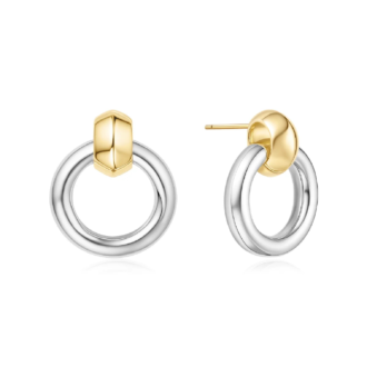 Ania Haie Silver and Gold Plated Drop Hoop Earrings