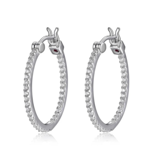 24MM Oval Inside Out Hoop Earrings in Sterling Silver