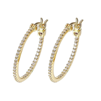 Sterling Silver and Gold Plated Oval Inside Out Hoop Earrings